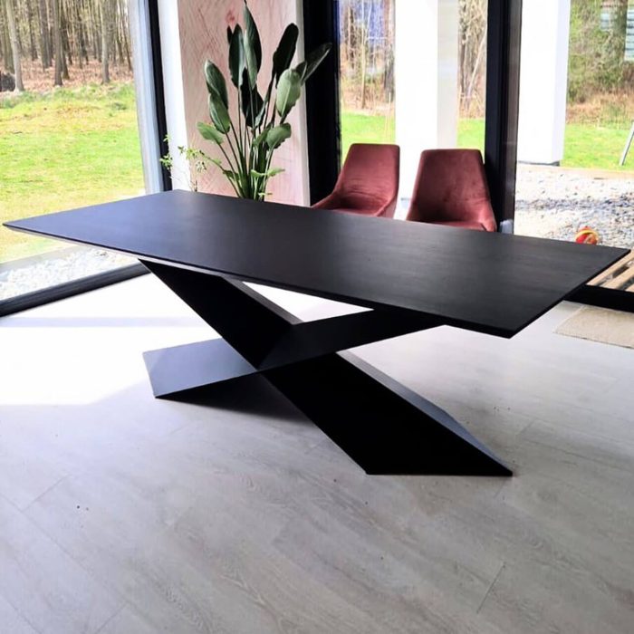 Nogi do stołu X - metalowe, czarne (modern)